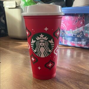 Starbucks Festive Red and White Tumbler